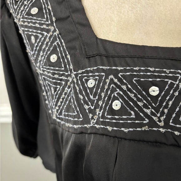 George Black Embroidered Square-Neck Blouse - Picture 4 of 6